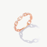 14K Solid Gold Diamond Chain Ring: Unique Wedding Band