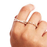 14K Solid Gold Crossover Diamond Ring • Elegant Baguette and Round Cut Infinity Band