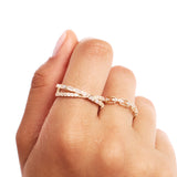 14K Solid Gold Diamond Chain Ring: Unique Wedding Band