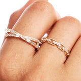 14K Solid Gold Crossover Diamond Ring • Elegant Baguette and Round Cut Infinity Band
