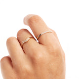 14K Solid Gold Diamond Stacking Ring - Minimalist Wedding Band