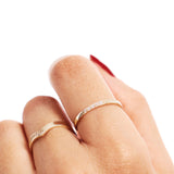 14K Solid Gold Diamond Stacking Ring - Minimalist Wedding Band