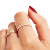 14K Solid Gold Diamond Stacking Ring - Minimalist Wedding Band