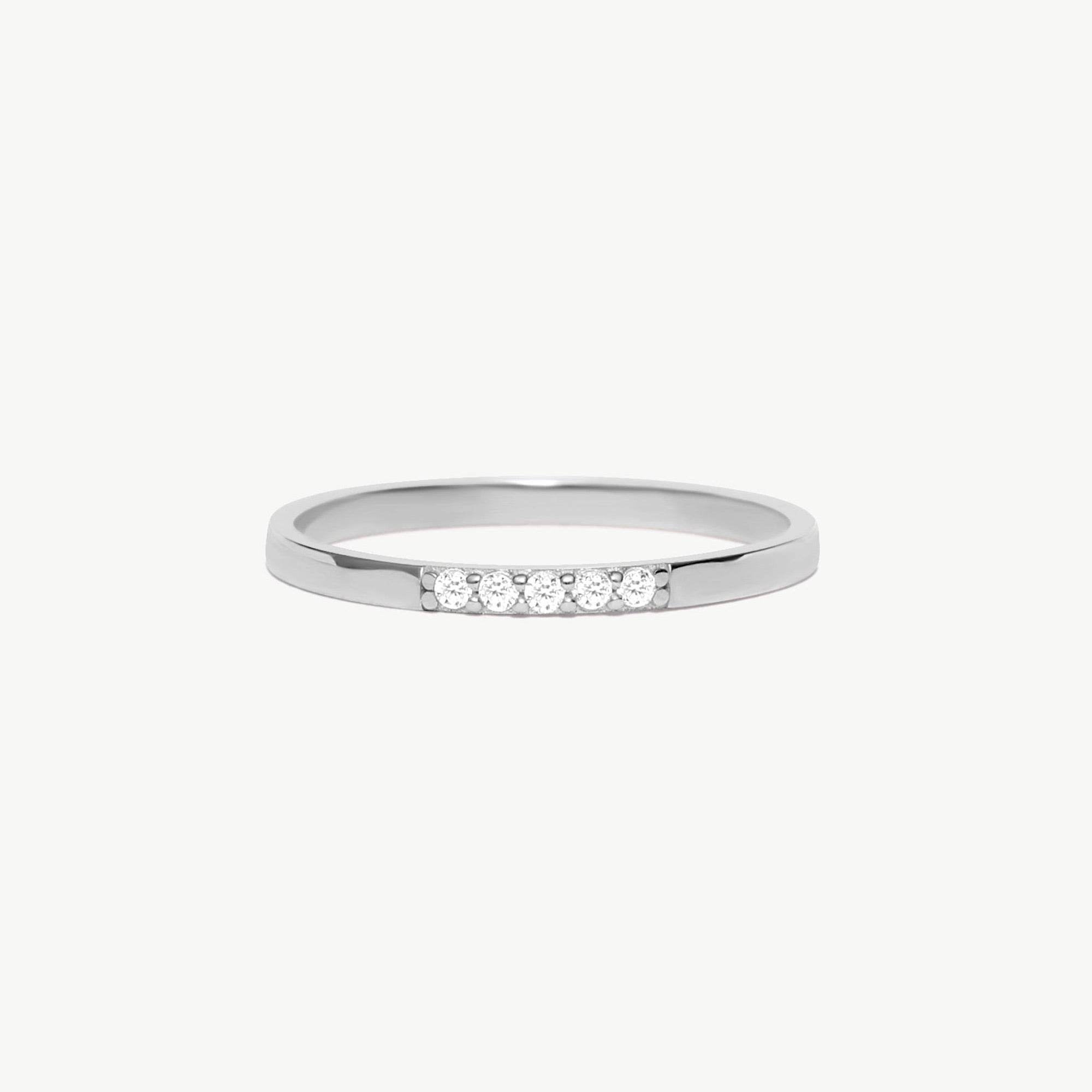 14K Solid Gold Diamond Ring - Minimalist Wedding Band