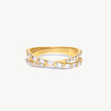 14K Solid Gold Crossover Diamond Ring • Elegant Baguette and Round Cut Infinity Band