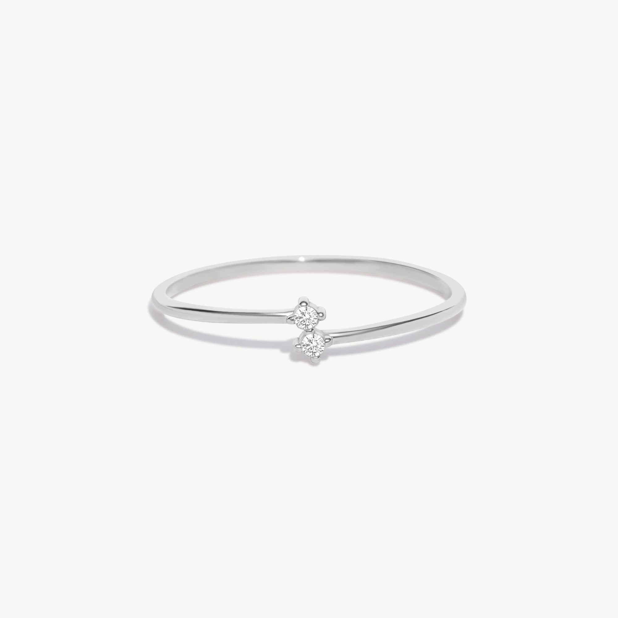 14K Solid Gold Diamond Open Ring