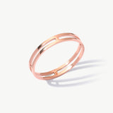 Rose Gold Double Band Ring In Real 14K Solid Gold
