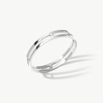 14K Solid Gold Double Band Ring In White Gold