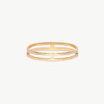 14K Solid Gold Minimalist Double Band Ring On White Background