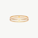 14K Solid Gold Minimalist Double Band Ring On White Background