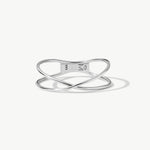 14K Solid Gold Crossover Ring In White Gold