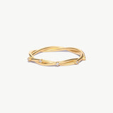 14K Solid Gold Diamond Twisted Ring – Dainty Braided Gold Band