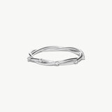 14K Solid Gold Diamond Twisted Ring – Dainty Braided Gold Band