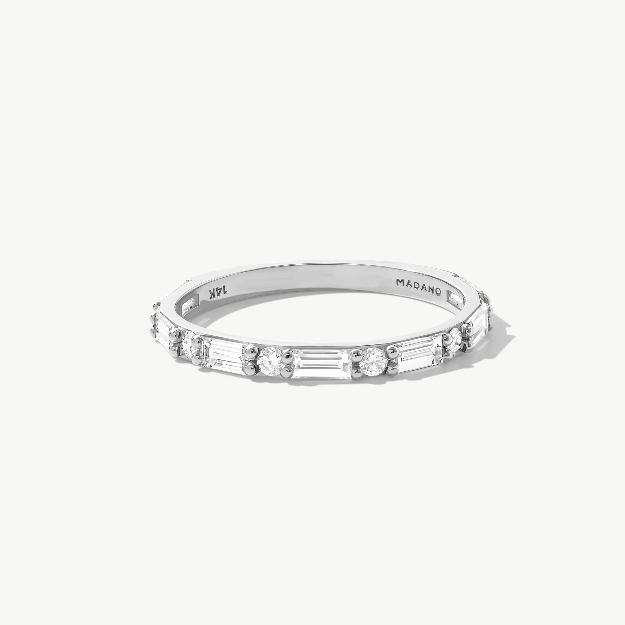 14K Solid Gold Baguette & Round Eternity Ring