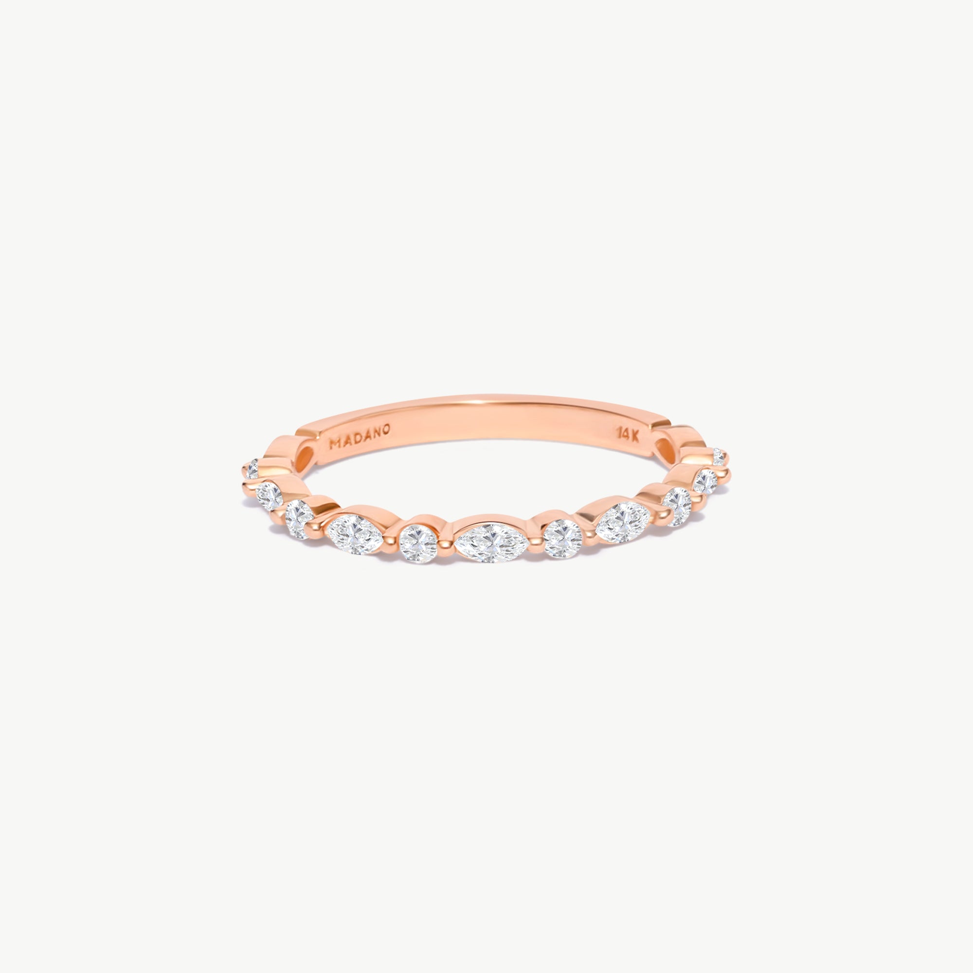 14K Solid Gold Marquise & Round Eternity Band