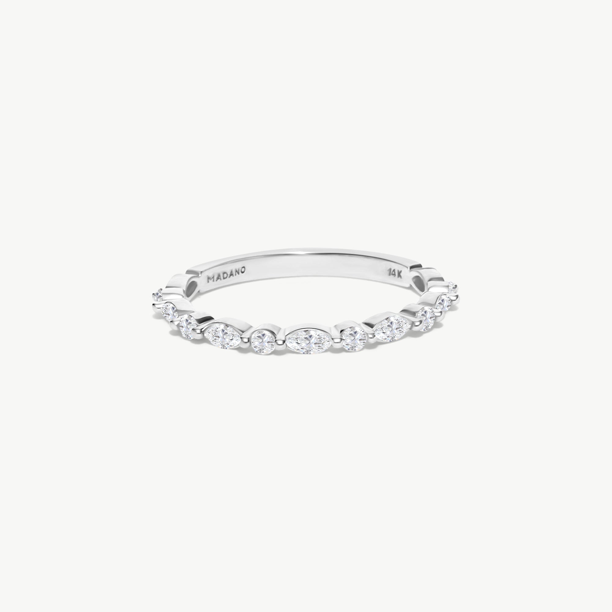 14K Solid Gold Marquise & Round Eternity Band