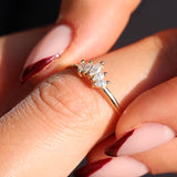 14K Solid Gold Lab Grown Diamond Crown Lotus Ring • Marquise Tiara Wedding Band