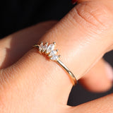 14K Solid Gold Lab Grown Diamond Crown Lotus Ring • Marquise Tiara Wedding Band