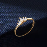 14K Solid Gold Lab Grown Diamond Crown Lotus Ring • Marquise Tiara Wedding Band