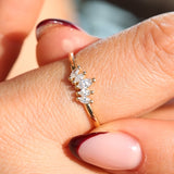 14K Solid Gold Lab Grown Diamond Crown Lotus Ring • Marquise Tiara Wedding Band