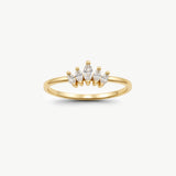 14K Solid Gold Crown Lotus Ring • Marquise Wedding Band