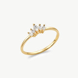 14K Solid Gold Crown Lotus Ring • Marquise Wedding Band