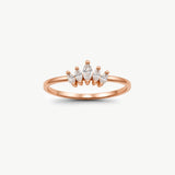 14K Solid Gold Crown Lotus Ring • Marquise Wedding Band