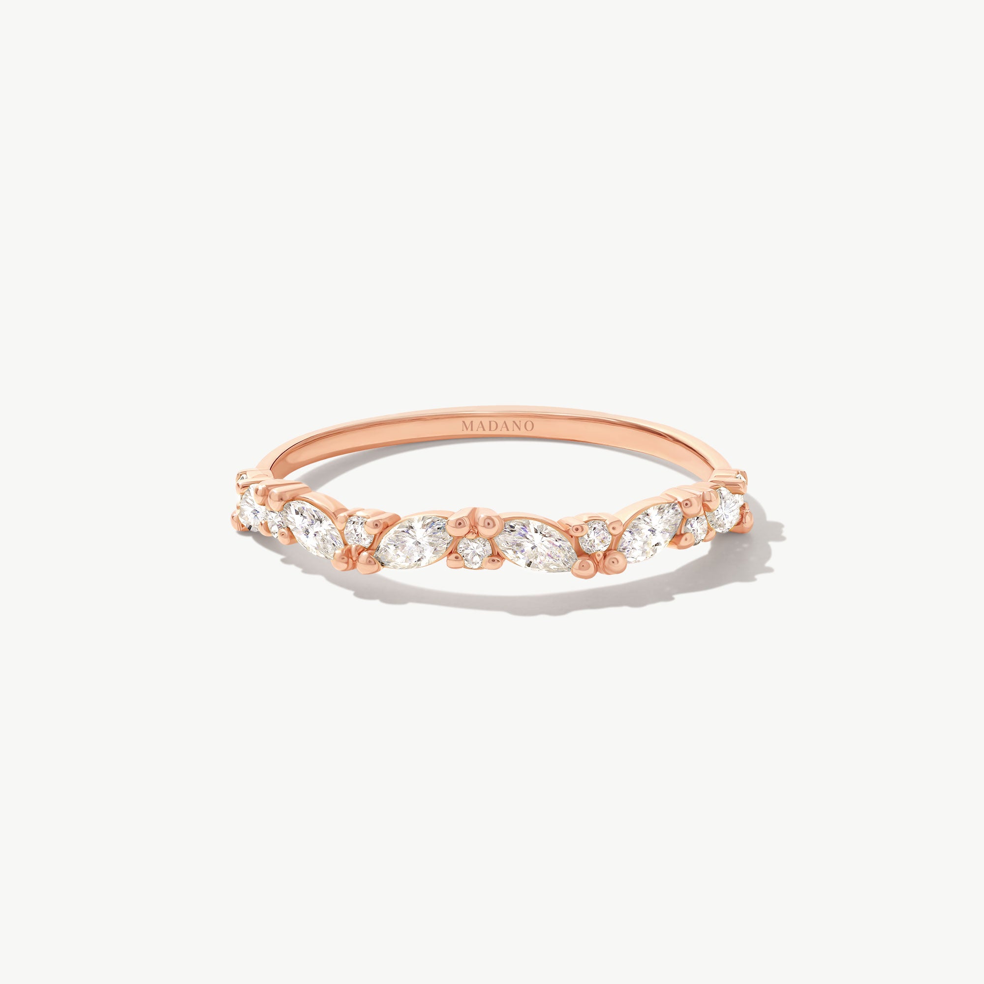 14k Solid Gold Marquise & Round Eternity Ring