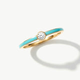 14K Solid Gold Personalized Diamond Enamel Ring | Madano Jewels