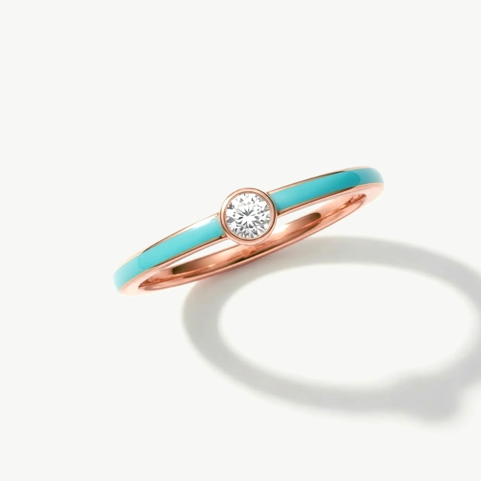 14K Solid Gold Personalized Diamond Enamel Ring | Madano Jewels
