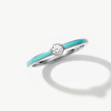 14K Solid Gold Personalized Diamond Enamel Ring | Madano Jewels