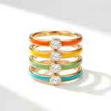 14K Solid Gold Personalized Diamond Enamel Ring | Madano Jewels