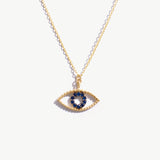 14K Solid Gold Evil Eye Necklace