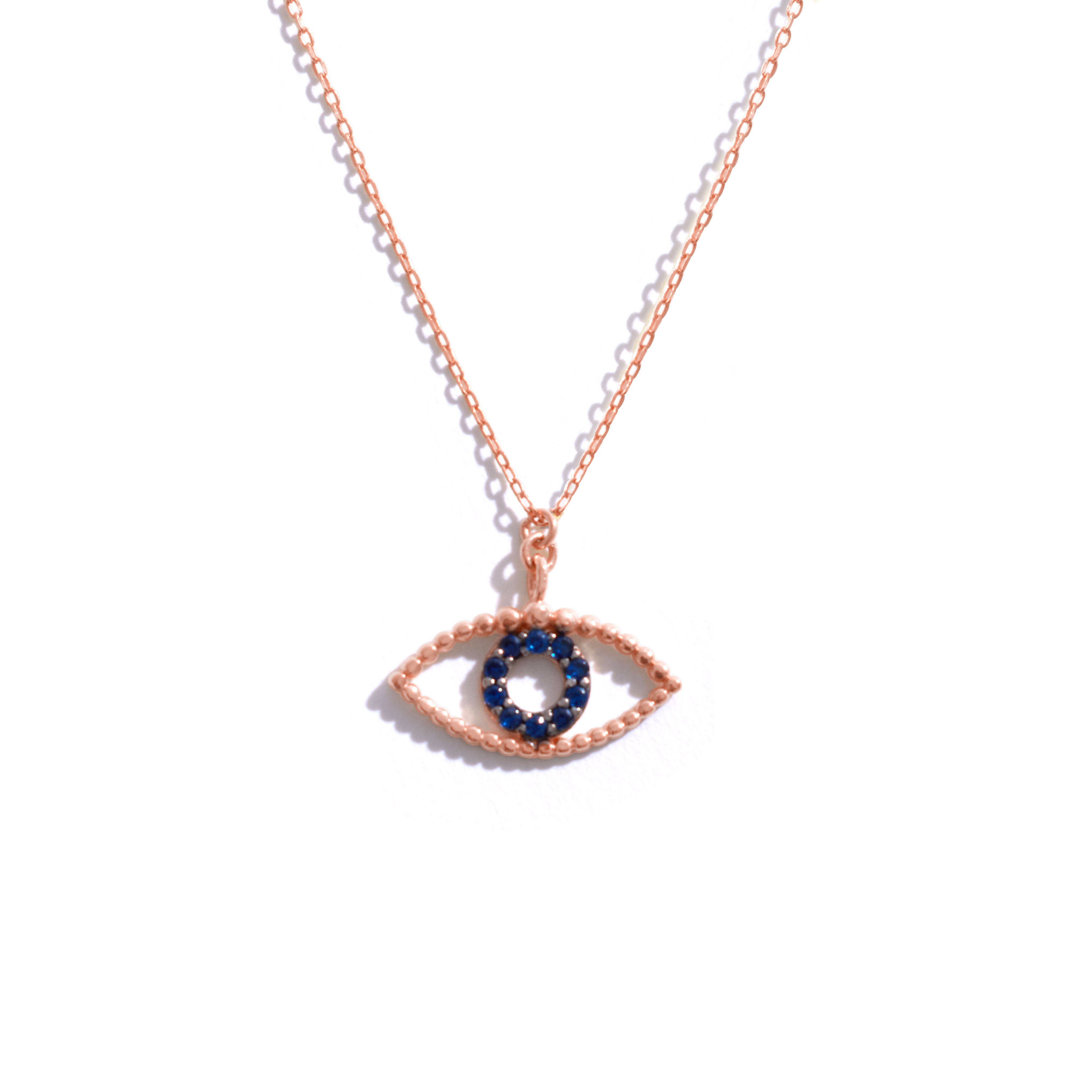 14K Solid Gold Evil Eye Necklace