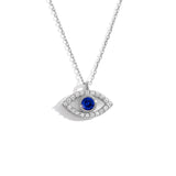 Evil Eye Necklace with Sapphire and Cubic Zirconia