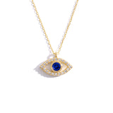 Evil Eye Necklace with Sapphire and Cubic Zirconia