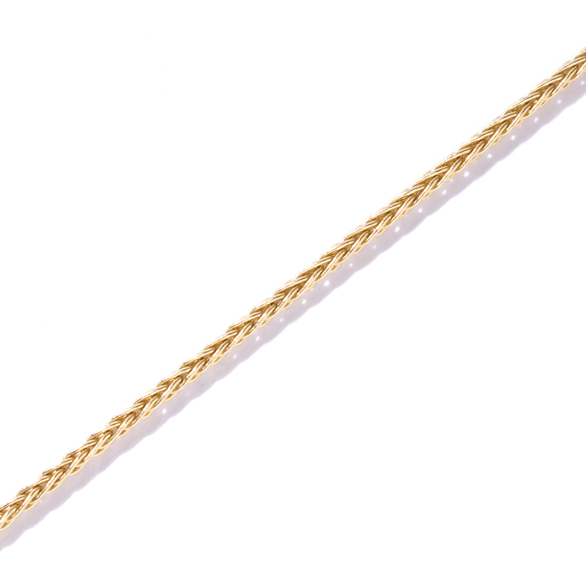 14K Solid Gold Wheat Chain Necklace