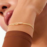 14K Solid Gold Curb Chain Bracelet with Paperclip Links