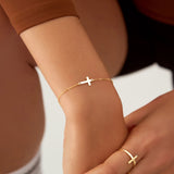 14K Solid Gold Cross Bracelet