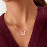 14K Solid Gold Butterfly Necklace