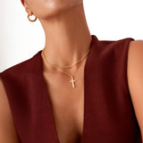 14K Solid Gold Unisex Cross Necklace with Diamond