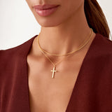 14K Solid Gold Unisex Cross Necklace with Diamond
