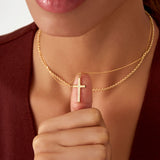 14K Solid Gold Unisex Cross Necklace with Diamond