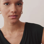 14K Real Solid Gold Birthstone Beaded Station Necklace with spaced birthstone beads, ideal as a Christmas gift or everyday necklace for women.