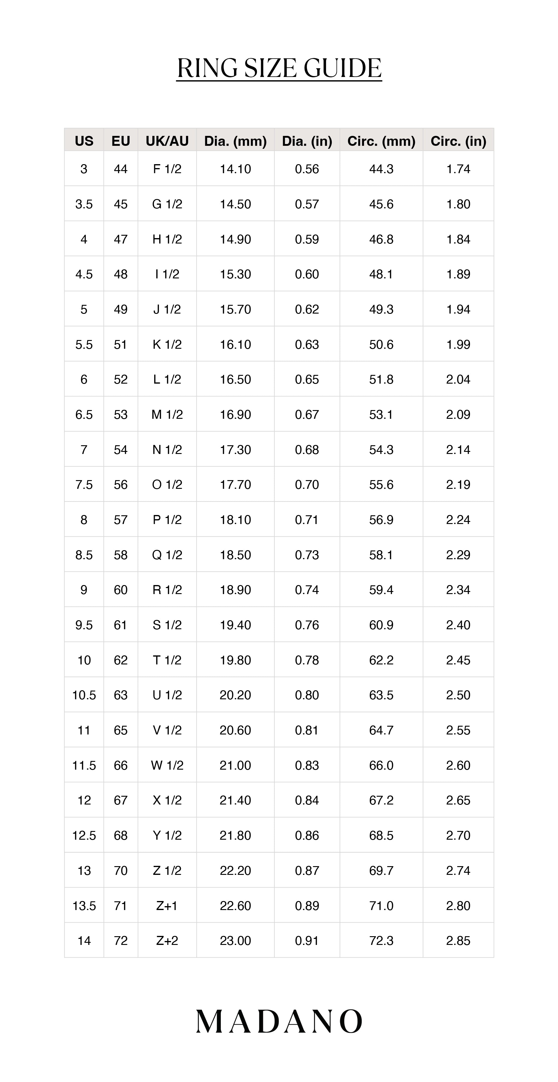 Ring Size Guide